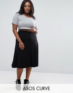 Удлиненная трикотажная юбка миди ASOS CURVE - Черный