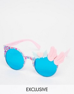 Квадратные солнцезащитные очки с сердцем и крыльями Spangled - Розовый