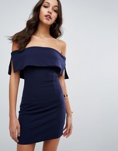 Облегающее платье мини с открытыми плечами Missguided - Темно-синий