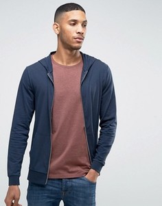 Темно-синее облегающее худи из легкого трикотажа на молнии ASOS - Темно-синий