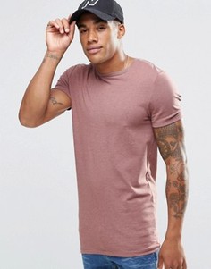 Удлиненная красная меланжевая футболка ASOS - Красный