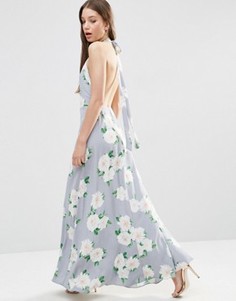Платье макси с открытой спиной и цветочным принтом ASOS - Мульти