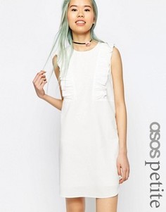 Цельнокройное платье с оборками ASOS PETITE - Белый
