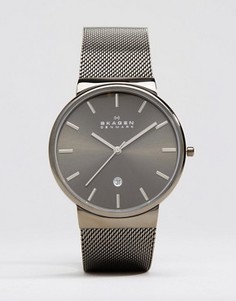 Часы 40 мм цвета пушечной бронзы с сетчатым ремешком Skagen Ancher - Серый