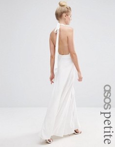 Платье макси с открытой спиной для миниатюрных ASOS PETITE - Кремовый