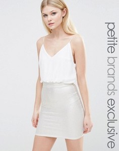 Платье 2-в-1 на бретельках с юбкой металлик TFNC Petite - Белый