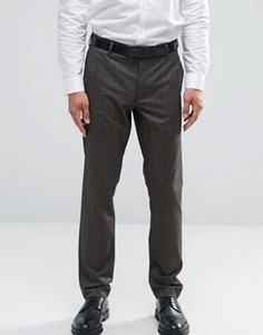 Коричневые строгие брюки скинни в елочку ASOS - Коричневый