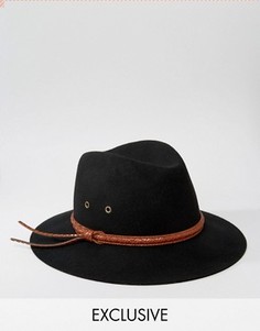 Мягкая фетровая шляпа с кожаной отделкой Reclaimed Vintage - Черный