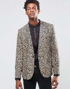 Вискозный пиджак скинни с леопардовым принтом Religion - Рыжий