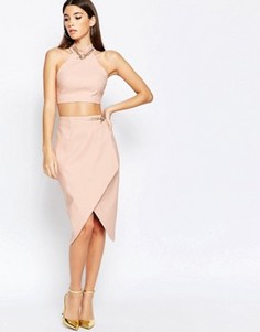 Асимметричная юбка миди с цепочкой Rare London - Розовый