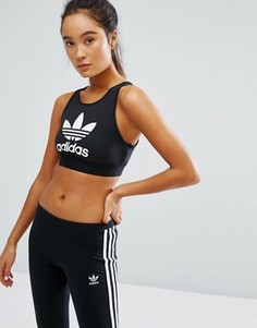 Укороченный топ с логотипом-трилистником adidas Originals Adicolour - Черный