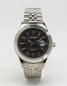 Серебристые наручные часы с черным циферблатом Sekonda эксклюзивно для ASOS - Серебряный