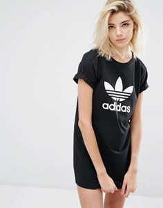 Платье-футболка с логотипом‑трилистником adidas Originals - Черный