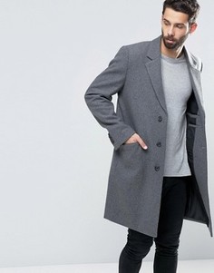 Светло-серое меланжевое пальто с добавлением шерсти ASOS - Серый