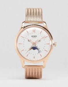 Часы с окошками даты и лунных фаз Henry London Richmond Moonphase - Золотой