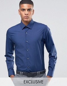 Зауженная рубашка в строгом стиле Number Eight Savile Row - Темно-синий