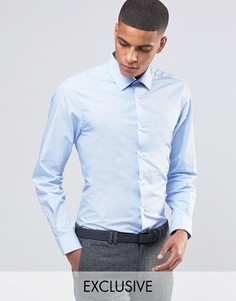 Зауженная рубашка в строгом стиле Number Eight Savile Row - Синий