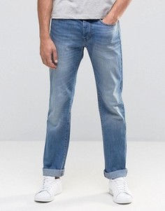 Светлые классические джинсы с потертостями United Colors of Benetton - Синий