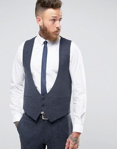 Темно-синий жилет узкого кроя в елочку ASOS - Темно-синий