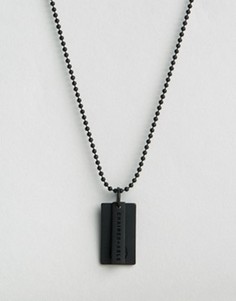 Черное матовое ожерелье с солдатским жетоном с логотипом Chained & Able - Черный
