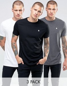 3 длинные футболки с логотипом (белая/серая/черная) ASOS - СКИДКА - Мульти