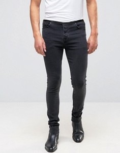 Черные супероблегающие джинсы с поясом из исскуственной кожи ASOS - Черный