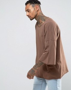Oversize-футболка с заниженной линией плеч Granted - Коричневый