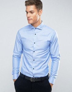 Строгая рубашка зауженного кроя с длинными рукавами Jack & Jones Premium - Синий