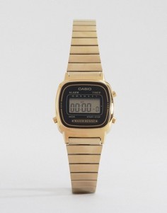 Электронные часы с черным циферблатом и золотистым ремешком Casio Mini LA670WEGA-1EF - Черный