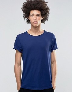 Темно-синяя футболка с широкой горловиной Weekday Jon - Темно-синий