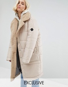 Oversize-пальто с шалевым воротником из искусственного овечьего меха Puffa - Рыжий