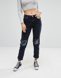 Рваные джинсы с пайетками Glamorous - Черный