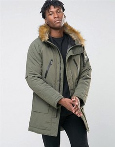 Nicce parka jacket in black with fur hood shop