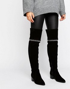 Замшевые сапоги с цепочками ASOS KEETA - Черный