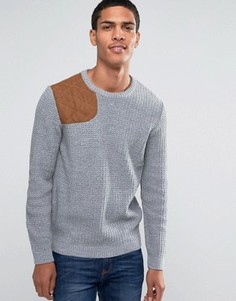Фактурный джемпер с круглым вырезом и охотничьей нашивкой ASOS - Серый