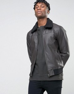 Куртка из искусственной кожи с искусственным воротником BL7CK - Черный