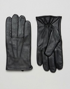 Черные кожаные перчатки для сенсорных гаджетов ASOS - Черный