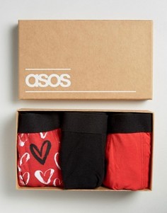 3 боксеров-брифов с сердечками в подарочной упаковке ASOS - СКИДКА 20 - Черный
