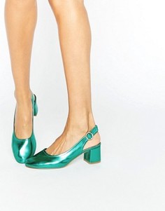 Кожаные туфли на среднем каблуке ASOS STARLIGHT - Зеленый