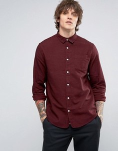 Рубашка узкого кроя из саржи с начесом Hoxton Shirt Company - Красный