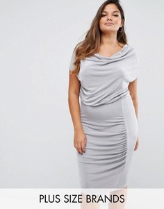 Платье миди со свободным воротом Missguided Plus - Серый