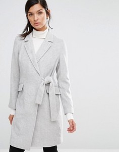 Пальто с запахом и завязкой Neon Rose - Серый