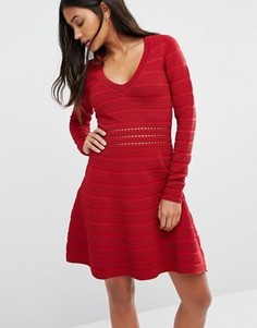 Короткое приталенное платье в рубчик Supertrash Darles - Красный