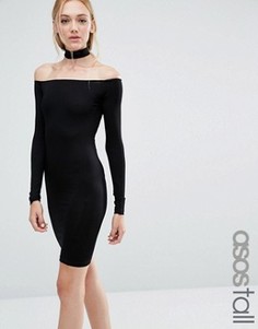 Облегающее платье мини с длинными рукавами и чокером ASOS TALL - Черный
