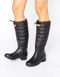 Черные резиновые ботинки со стеганым голенищем Hunter Original - Черный