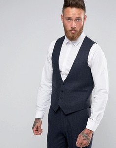 Темно-синий жилет узкого кроя в елочку ASOS - Темно-синий