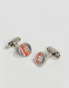 Серебристые запонки в полоску Paul Smith - Серебряный