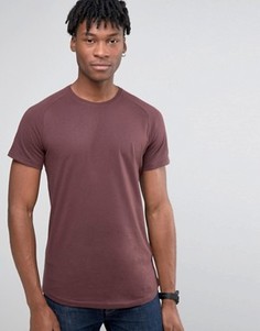 Удлиненная футболка с рукавами реглан и асимметричной кромкой Selected Homme - Красный