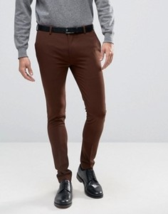 Темно-коричневые супероблегающие строгие брюки ASOS - Коричневый