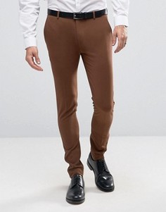 Супероблегающие коричневые строгие брюки ASOS - Коричневый
